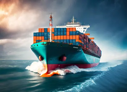 Container ship at sea